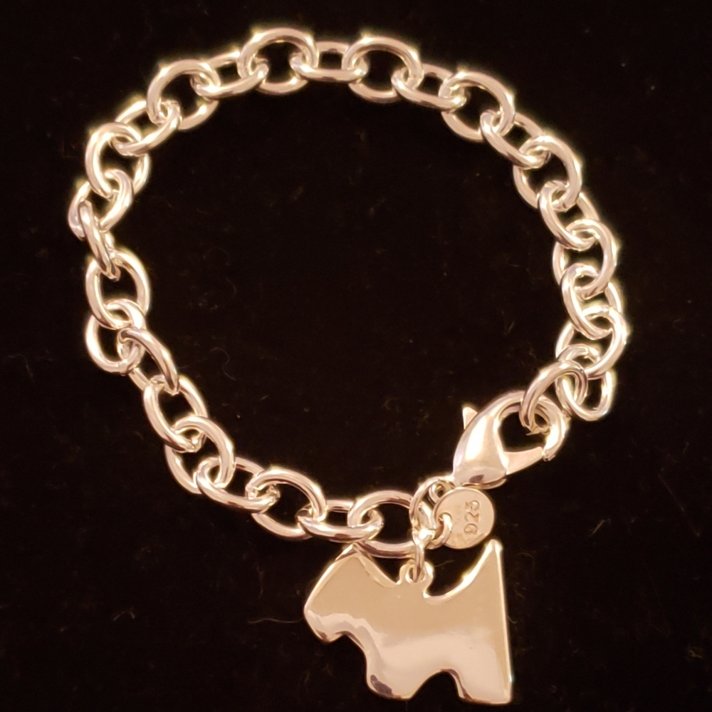 NEW Scottie Dog Chunky Stamped Sterling Link Bracelet W/ Engraveable Charm-LOVE!